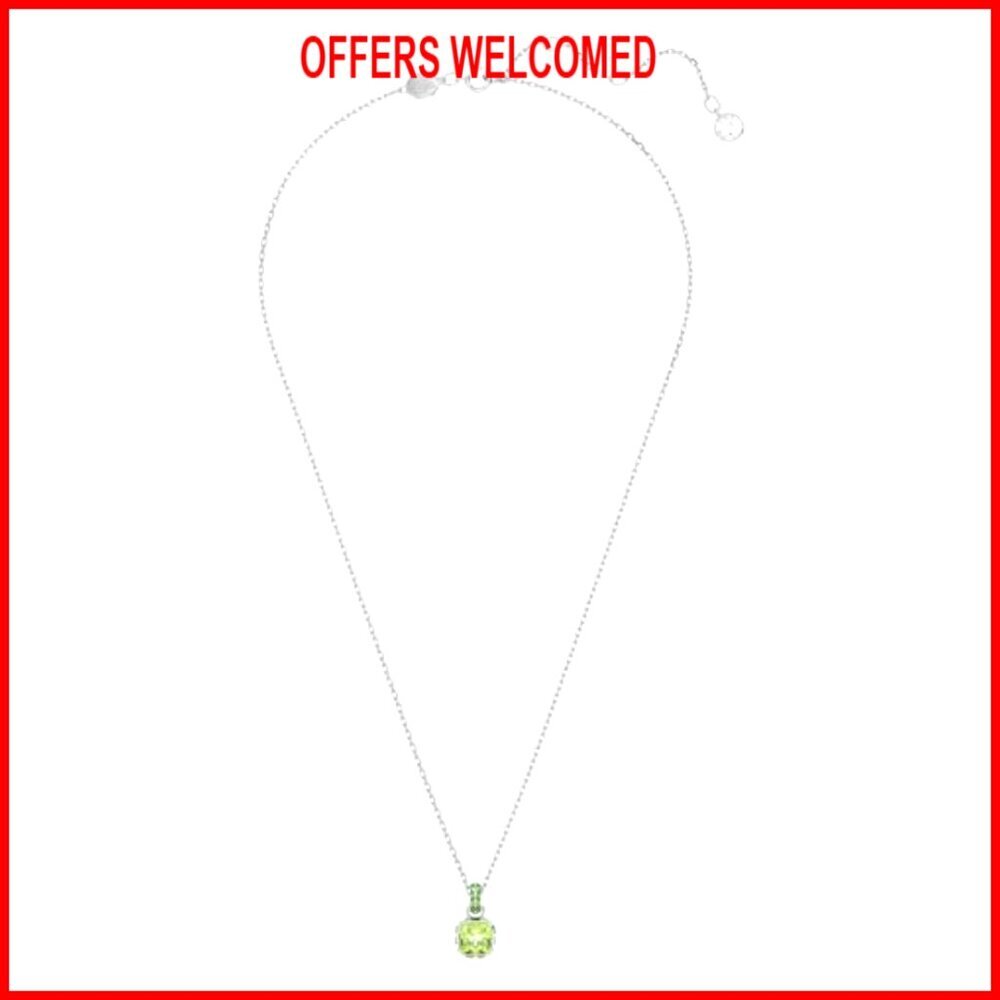 Square-Cut Stone Crystal Pendant Necklace Rhodium Finish - Picture 2 of 7